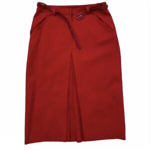 BARAMI Stunning Red Pencil Skirt with Matching Belt. Color: lipstick red. Size: